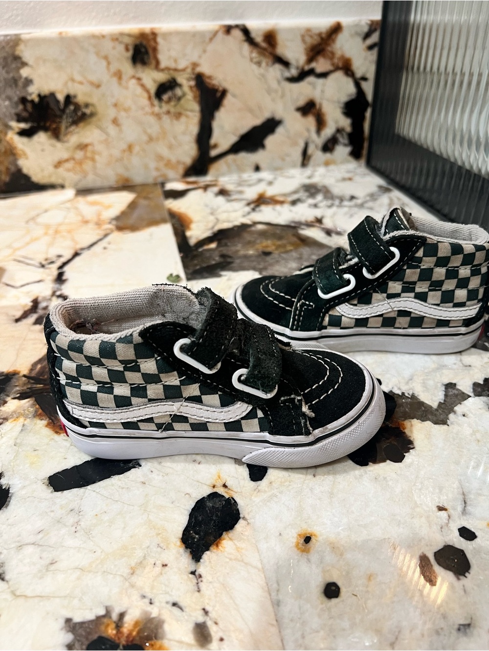 Vans Kids High-Top Checkerboard Sneakers - forest green and Cream size 6.5